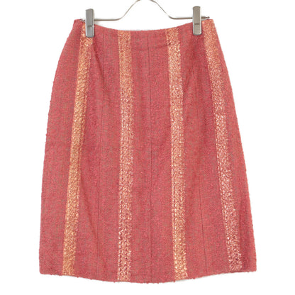 [Excellent/Domestic Authentic] 99P P13196V07517 Stripe Silk Blend Sleeveless Top/Skirt Tweed Suit Set-Up 38 Ladies