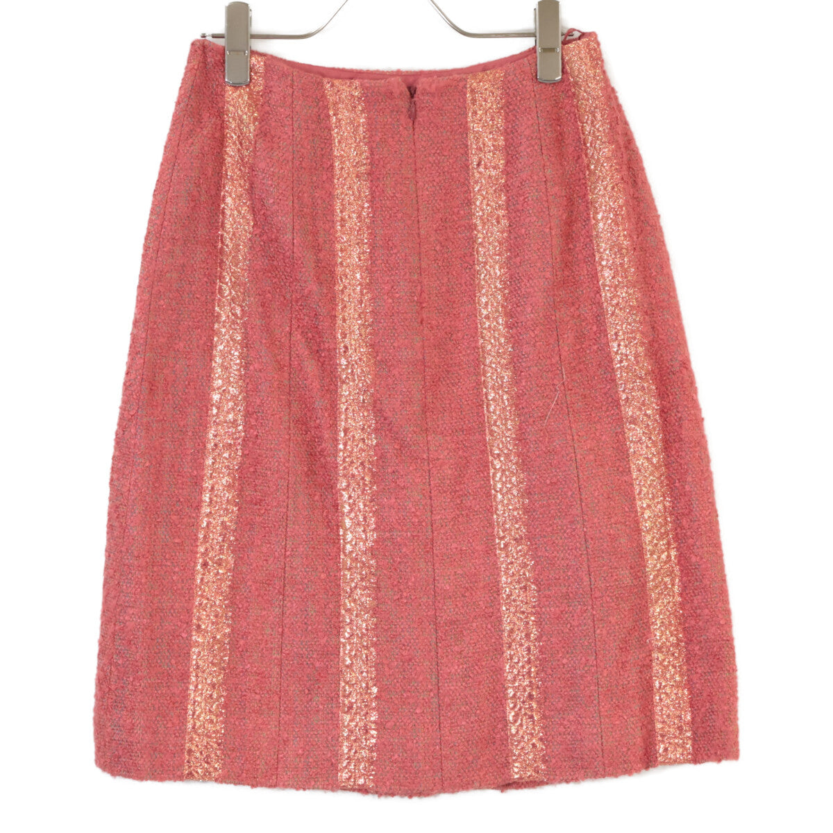 [Excellent/Domestic Authentic] 99P P13196V07517 Stripe Silk Blend Sleeveless Top/Skirt Tweed Suit Set-Up 38 Ladies