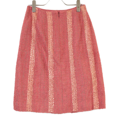 [Excellent/Domestic Authentic] 99P P13196V07517 Stripe Silk Blend Sleeveless Top/Skirt Tweed Suit Set-Up 38 Ladies