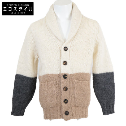 【美品/国内正品】羊绒/真丝/羊驼绒混纺 青果领 针织开衫/上衣 44 男士