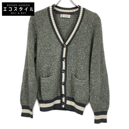 BRUNELLO CUCINELLI ブルネロクチネリ グリーン コットン×カシミヤ×シルク×ナイロン ボタンニットカーディガン トップス