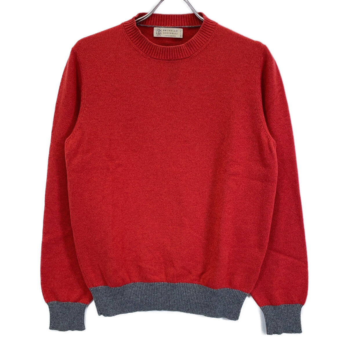 RED x GRAY 100% Cashmere Crew Neck Long Sleeve Knit Pullover Top 44 Men's