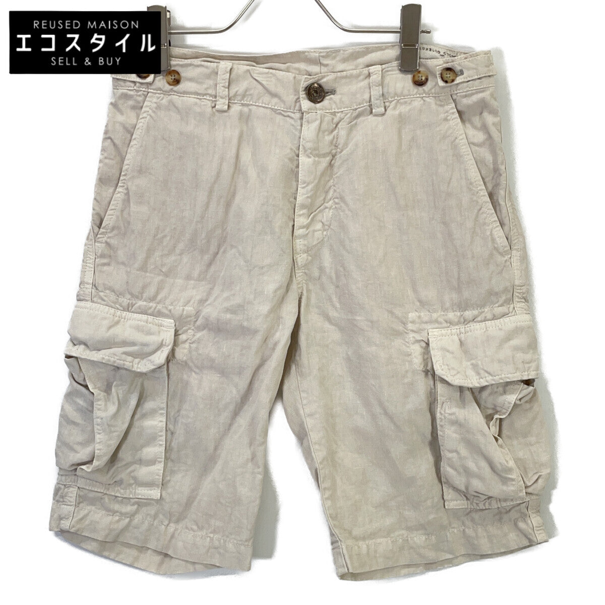 BRUNELLO CUCINELLI ブルネロクチネリ DB92920 ライトベージュ リネン ハーフパンツ/ショーツ ボトムス