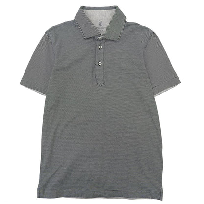 BRUNELLO CUCINELLI ブルネロクチネリ コットン ボーダーポロシャツ トップス メンズ ホワイト×ブラック XS 16112MTS313969 トップス