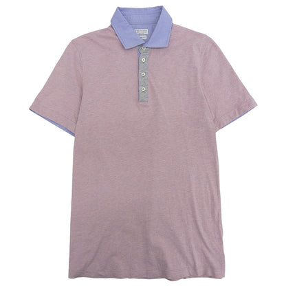 BRUNELLO CUCINELLI ブルネロクチネリ コットン バイカラー ショートスリーブ ポロシャツ トップス メンズ ピンク ライトブルー XS DB92820 トップス
