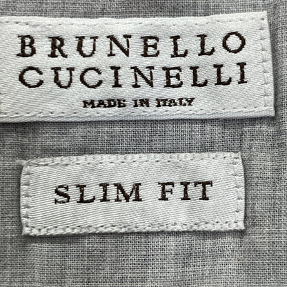 BRUNELLO CUCINELLI ブルネロクチネリ マルチカラー リネン100 スリムフィット チェック柄 ショートスリーブボタンダウンシャツ トップス
