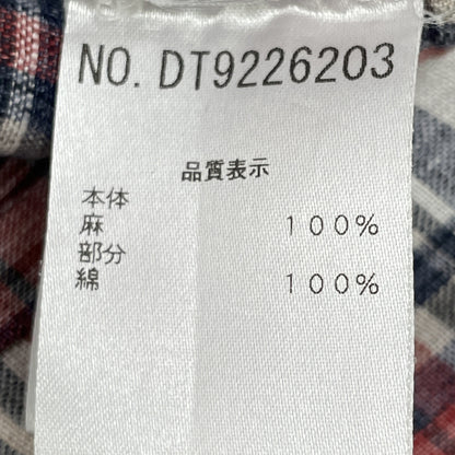 BRUNELLO CUCINELLI ブルネロクチネリ マルチカラー リネン100 スリムフィット チェック柄 ショートスリーブボタンダウンシャツ トップス