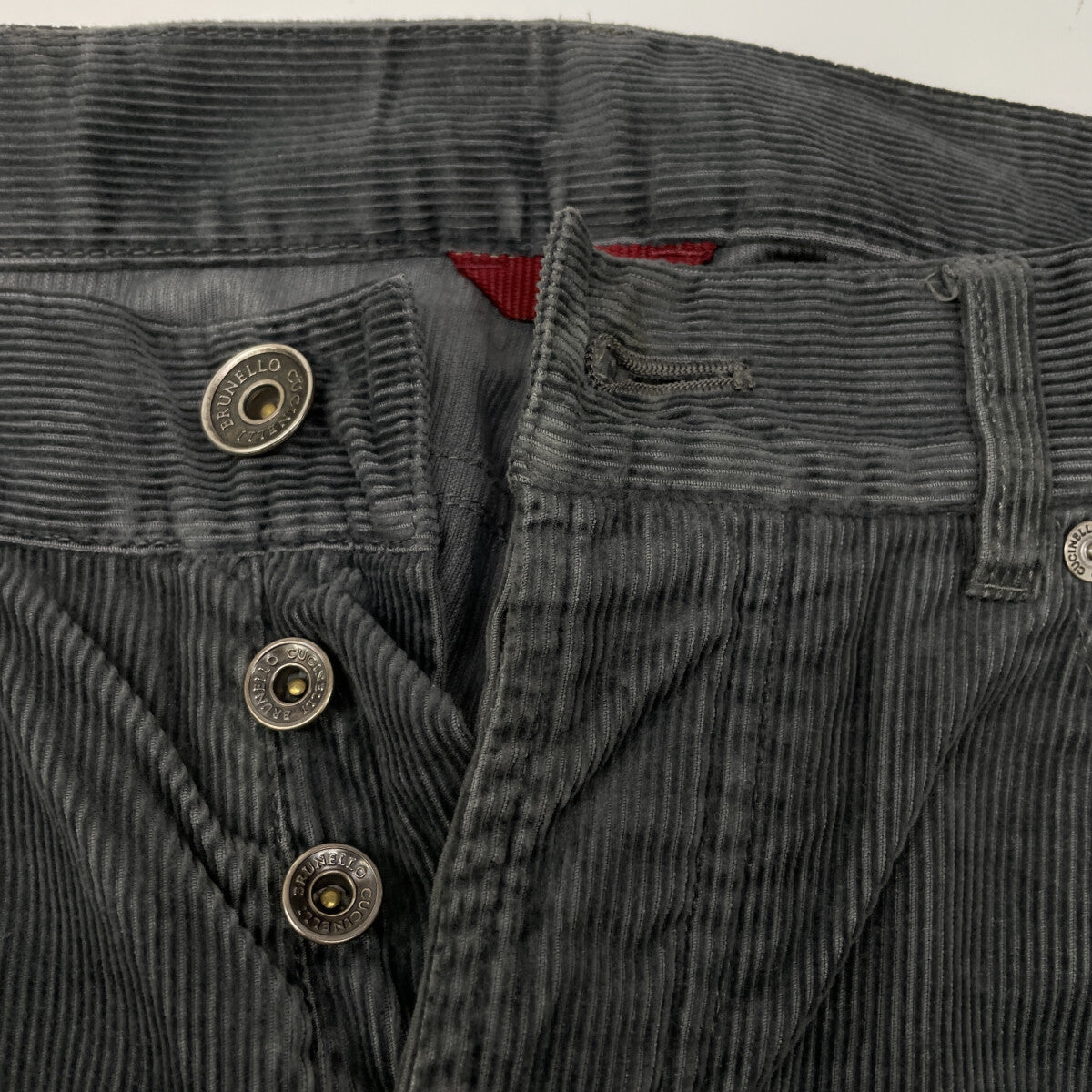 Gray Cotton x Cashmere Button Fly Tapered Corduroy Pants Bottoms 44 Men's