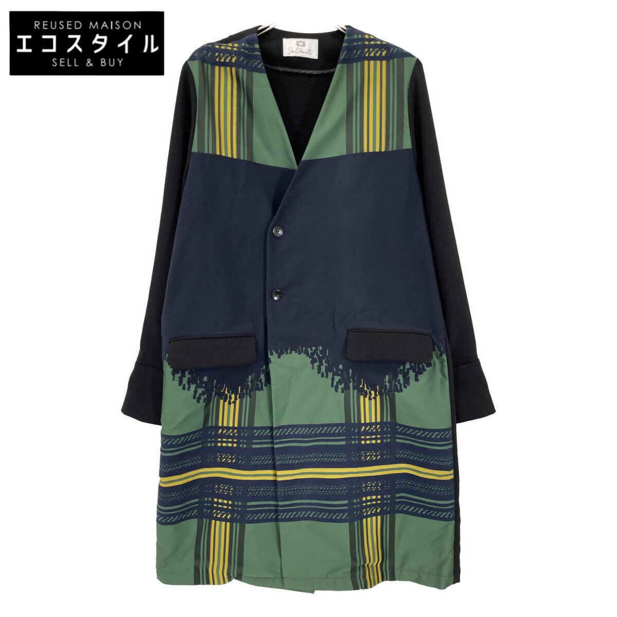 BL-55080 Navy Tetris-like Coat M Women's
