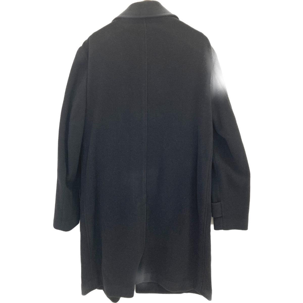 UJ594L Black Wool x Nylon Single Breasted Balmacaan Coat for Men