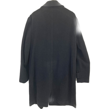 UJ594L Black Wool x Nylon Single Breasted Balmacaan Coat for Men