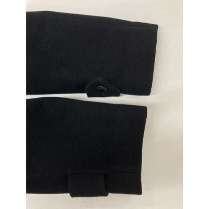 UJ594L Black Wool x Nylon Single Breasted Balmacaan Coat for Men