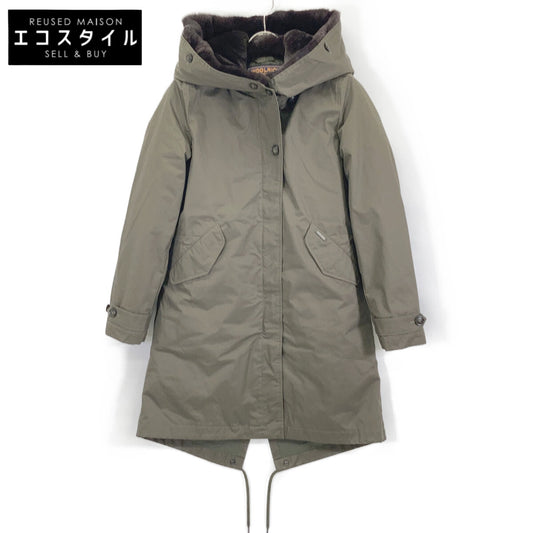 WOOLRICH ウールリッチ 1702151 カーキ ラビットファー ナイロン モッズ コート コート