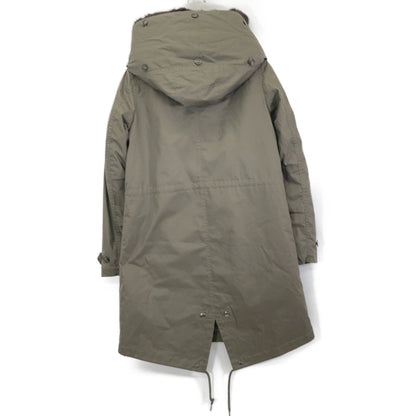 1702151 Khaki Rabbit Fur Nylon Mod Coat, Coat, XS, Women's