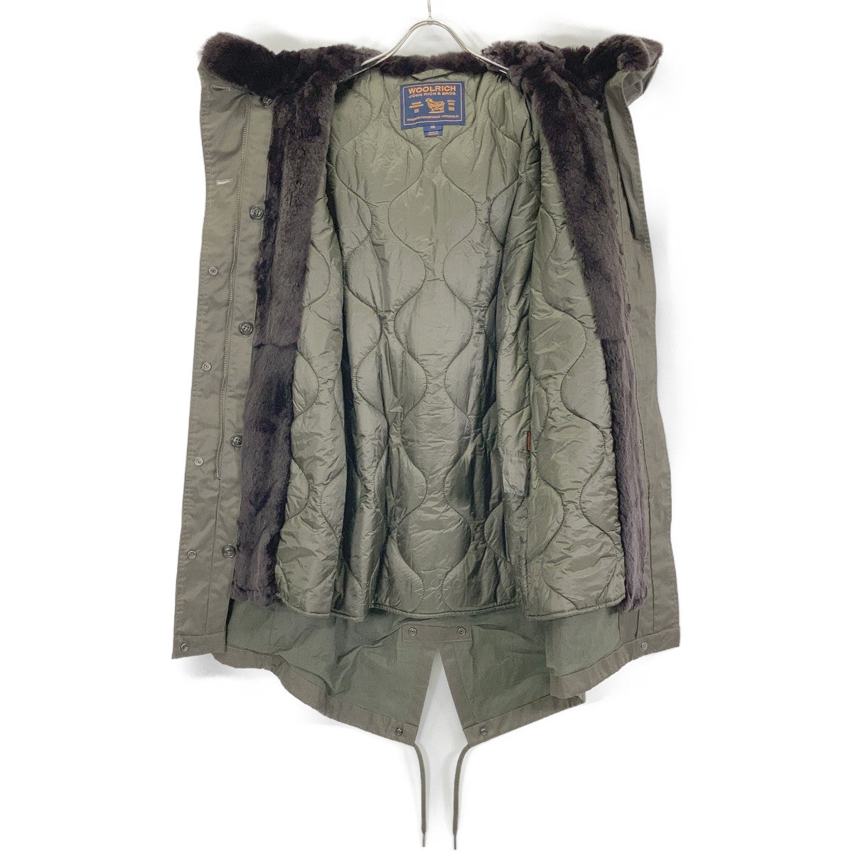WOOLRICH ウールリッチ 1702151 カーキ ラビットファー ナイロン モッズ コート コート