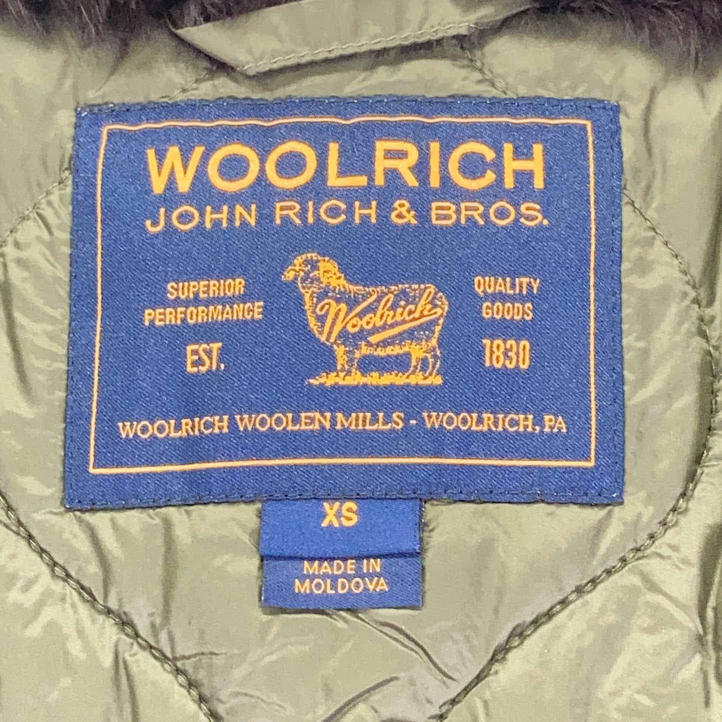 WOOLRICH ウールリッチ 1702151 カーキ ラビットファー ナイロン モッズ コート コート