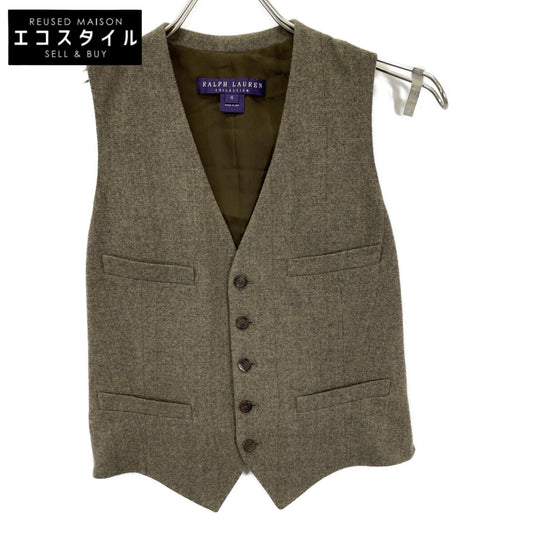 RalphLauren PURPLE LABEL ラルフローレン パープルレーベル VRPCKA1002 ベージュ ウール×カシミヤ シルクライニング チェック柄ベスト/ジレ トップス