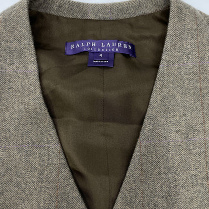 Ralph Lauren PURPLE LABEL 拉夫劳伦 紫标 VRPCKA1002 米色 羊毛×羊绒 真丝内衬 格纹马甲/背心 上衣