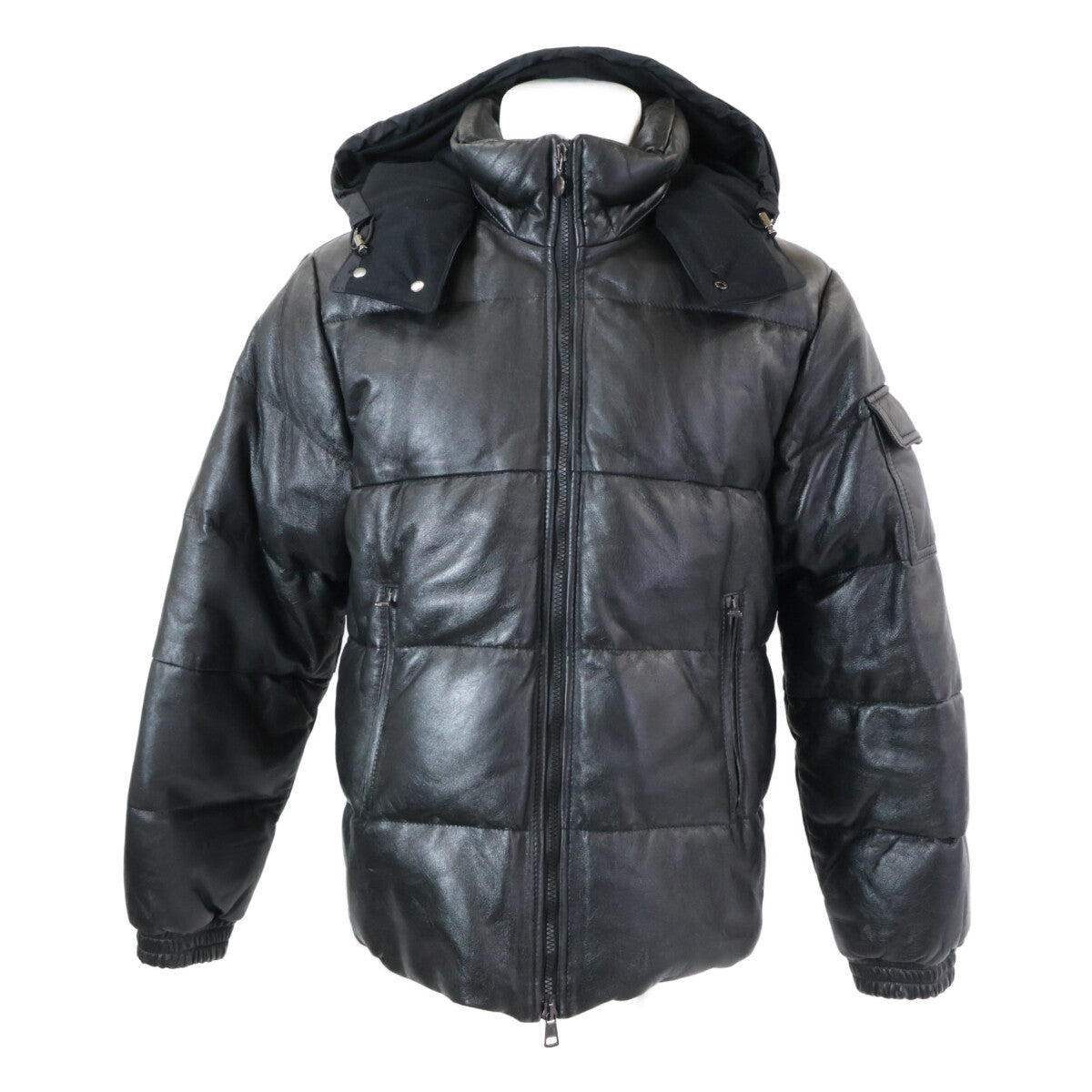 MONCLER モンクレール 茶タグ レザー フーデッド ダウン ジャケット