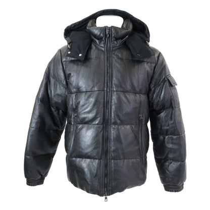 MONCLER モンクレール 茶タグ レザー フーデッド ダウン ジャケット
