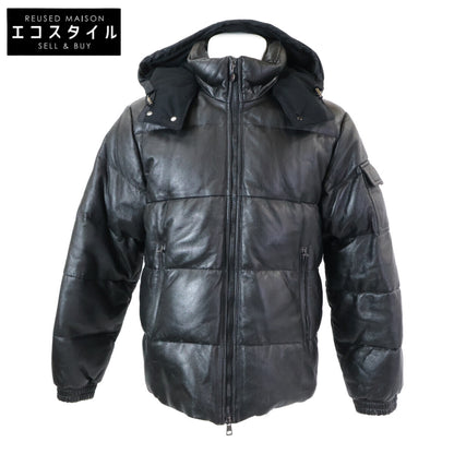 MONCLER モンクレール 茶タグ レザー フーデッド ダウン ジャケット