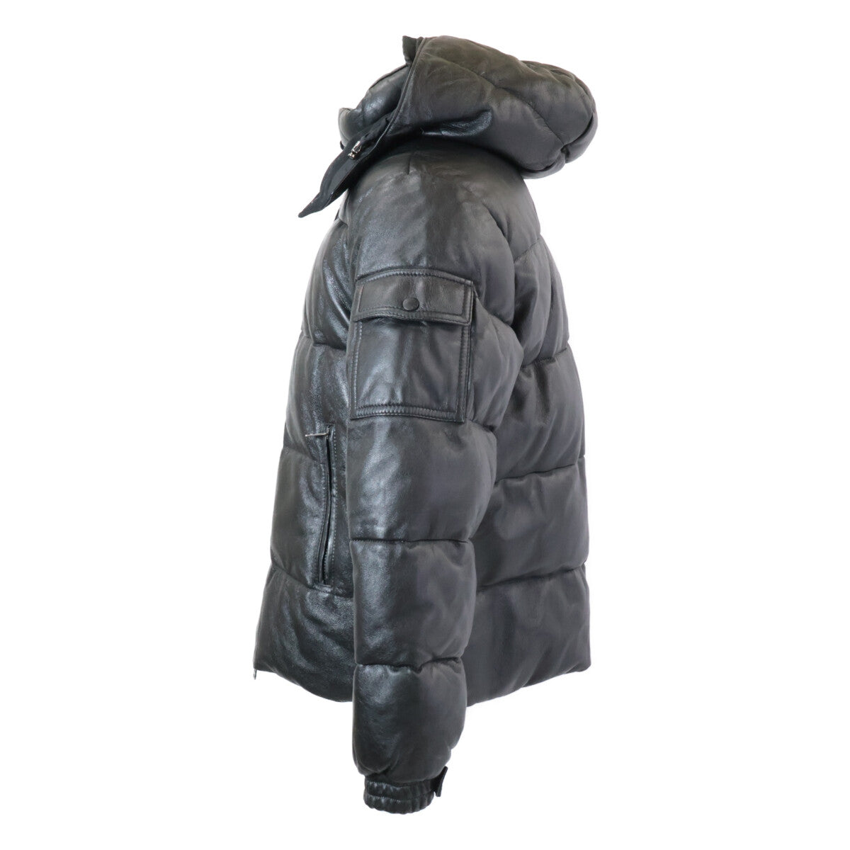 MONCLER モンクレール 茶タグ レザー フーデッド ダウン ジャケット