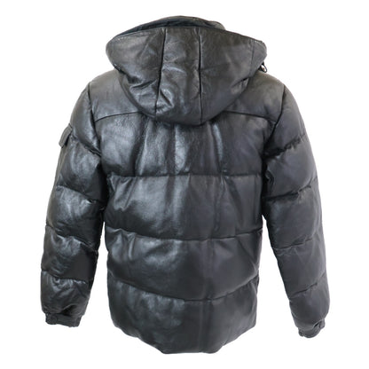 MONCLER モンクレール 茶タグ レザー フーデッド ダウン ジャケット