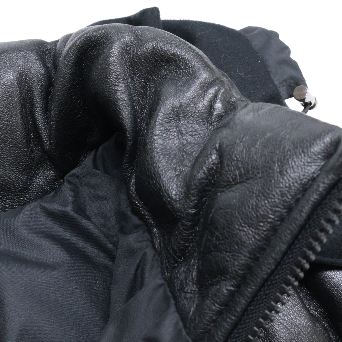 MONCLER モンクレール 茶タグ レザー フーデッド ダウン ジャケット