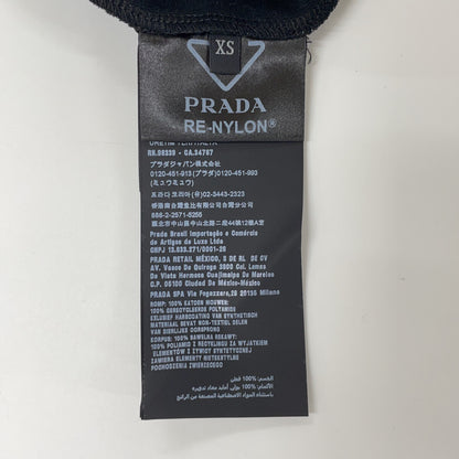 PRADA 普拉达 135698 21年 黑色 Re Nylon 拼接尼龙袖 三角徽标 T恤 上衣