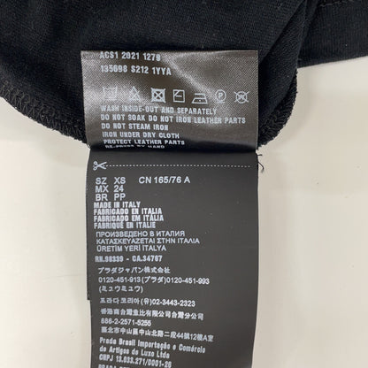 PRADA 普拉达 135698 21年 黑色 Re Nylon 拼接尼龙袖 三角徽标 T恤 上衣