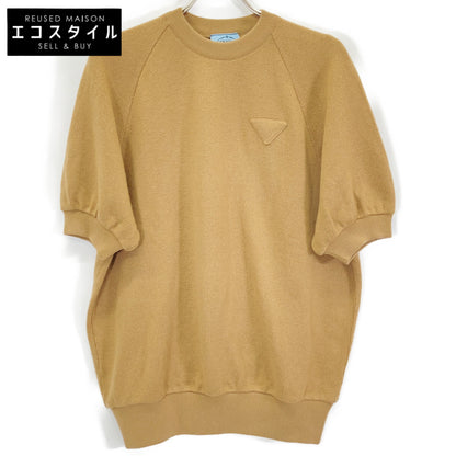 PRADA プラダ P24ZOL 19年 ブラウン カシミヤ100 トライアングルロゴ 半袖ニット トップス