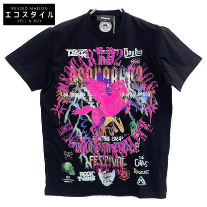 DSQUARED2 ディースクエアード S71GD1304 23年 ブラック グラフィックプリントTシャツ トップス