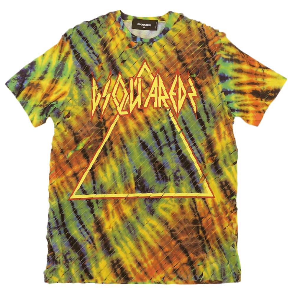 DSQUARED2 ディースクエアード 美品 タイダイ柄 ロゴ プリント Tシャツ トップス メンズ レインボー マルチカラー 19年 S71GD0833 トップス