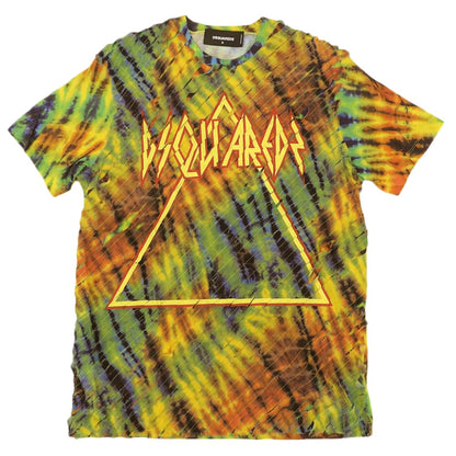 DSQUARED2 ディースクエアード 美品 タイダイ柄 ロゴ プリント Tシャツ トップス メンズ レインボー マルチカラー 19年 S71GD0833 トップス