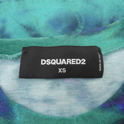 DSQUARED2 ディースクエアード 美品 タイダイ柄 ロゴ プリント Tシャツ トップス レディース グリーン XS 19年 S72GD0184 トップス
