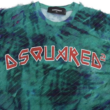 DSQUARED2 ディースクエアード 美品 タイダイ柄 ロゴ プリント Tシャツ トップス レディース グリーン XS 19年 S72GD0184 トップス