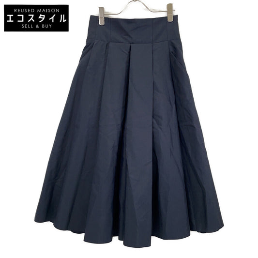 531-2120509 Navy Formed Cotton Tuck Flared Skirt Skirt 38 Women's