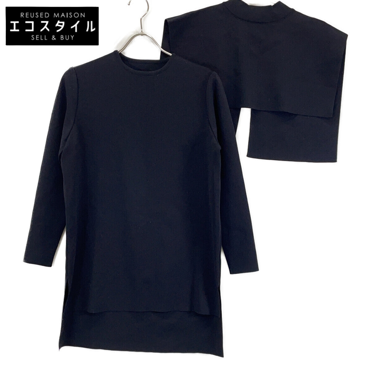 531-2170121 Black Cape Layered Knit Top 38 Women's