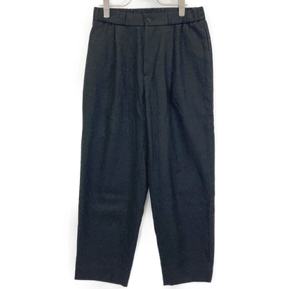 ATON Aton Charcoal Wool Saxony Wool Tapered Easy Slacks Bottoms