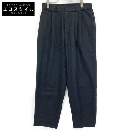 Charcoal Wool Saxony Wool Tapered Easy Slacks Bottoms 02 Men's