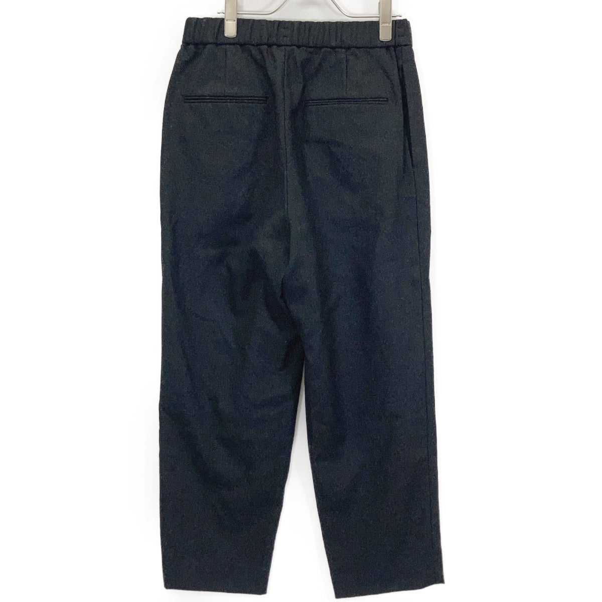 ATON Aton Charcoal Wool Saxony Wool Tapered Easy Slacks Bottoms
