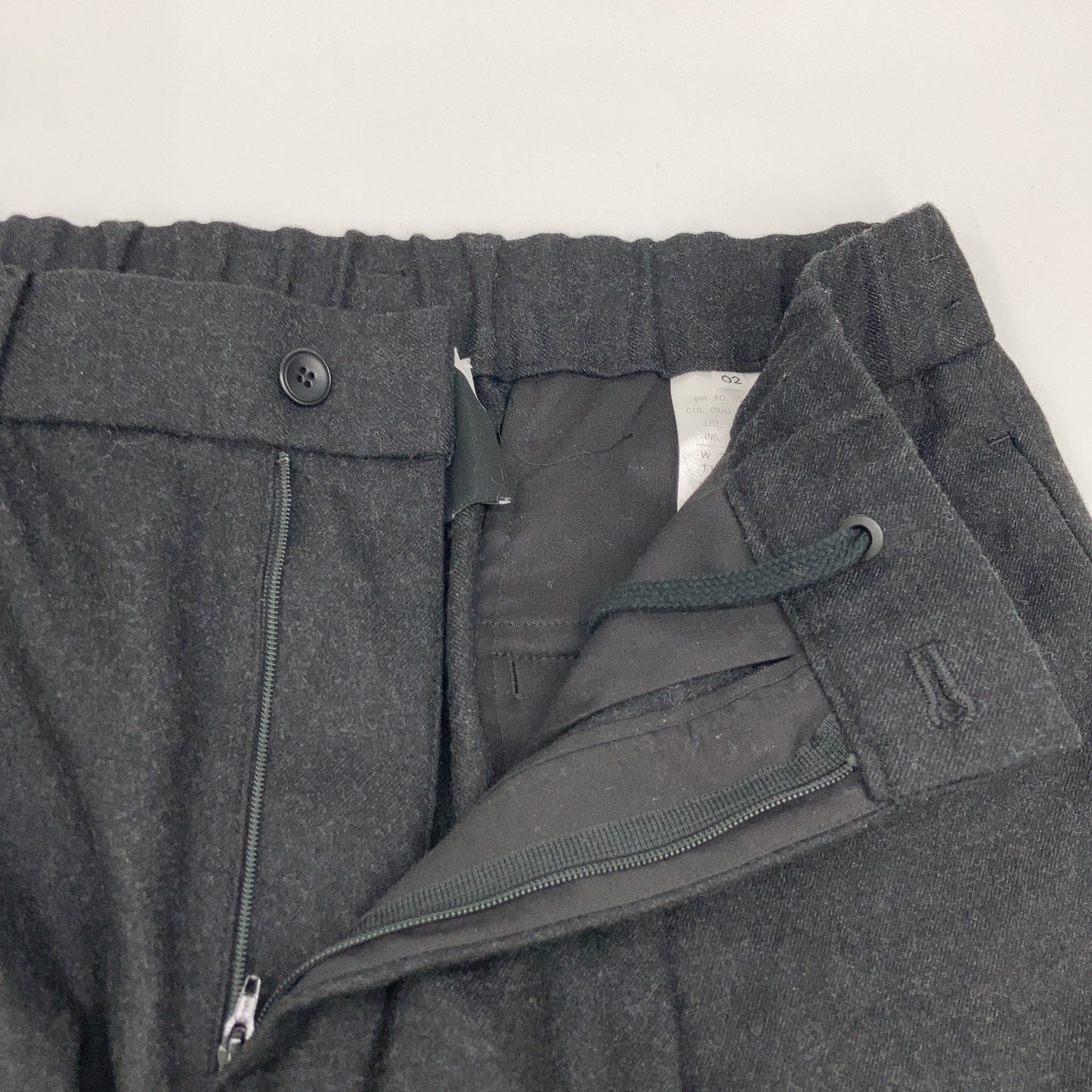 Charcoal Wool Saxony Wool Tapered Easy Slacks Bottoms 02 Men's