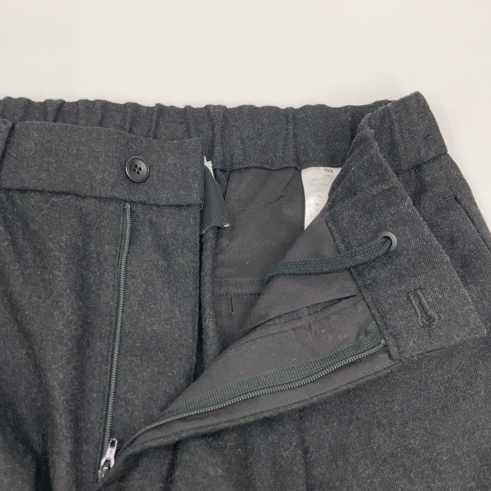 Charcoal Wool Saxony Wool Tapered Easy Slacks Bottoms 02 Men's