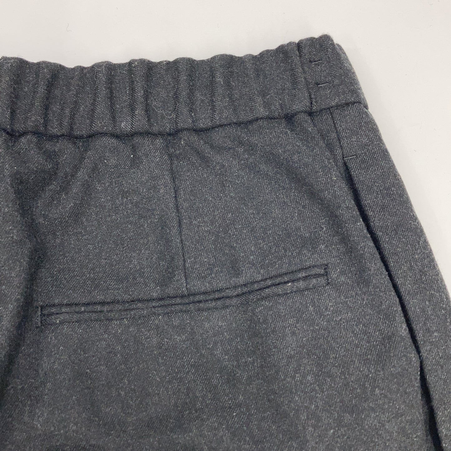 Charcoal Wool Saxony Wool Tapered Easy Slacks Bottoms 02 Men's