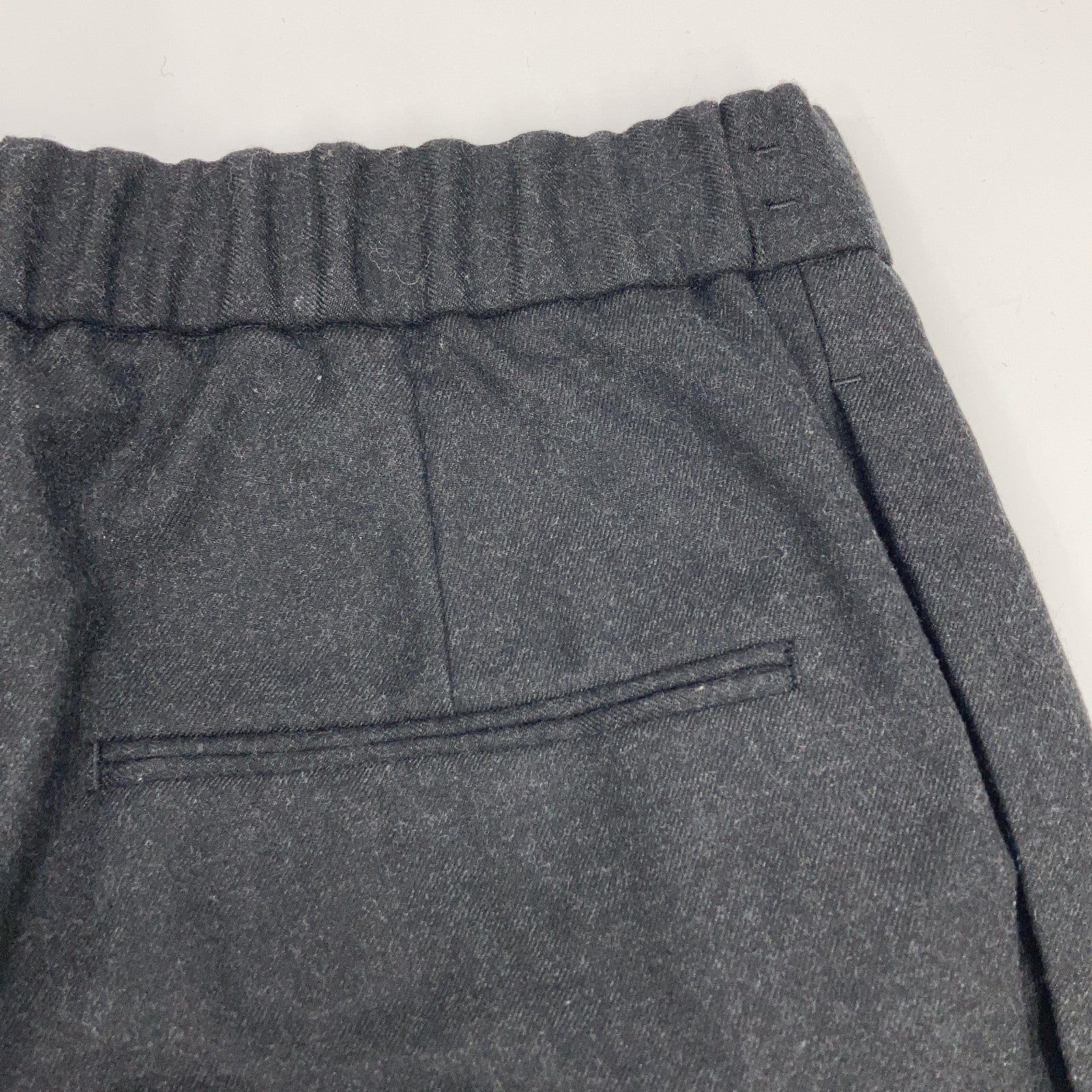 Charcoal Wool Saxony Wool Tapered Easy Slacks Bottoms 02 Men's