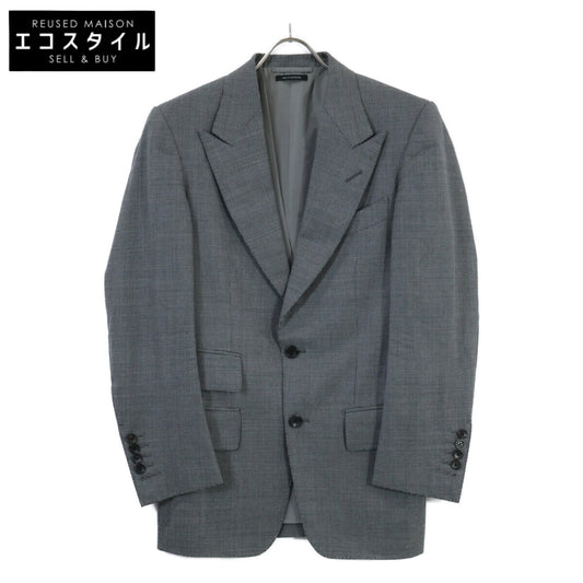 TOM FORD 21AL41 322R83 Glen check wool peak-lapel 2-button single-breasted suit set-up