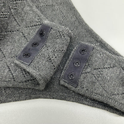 CHARCOAL DESIGN NECK BODYSUIT KNIT TOP 38 Women's