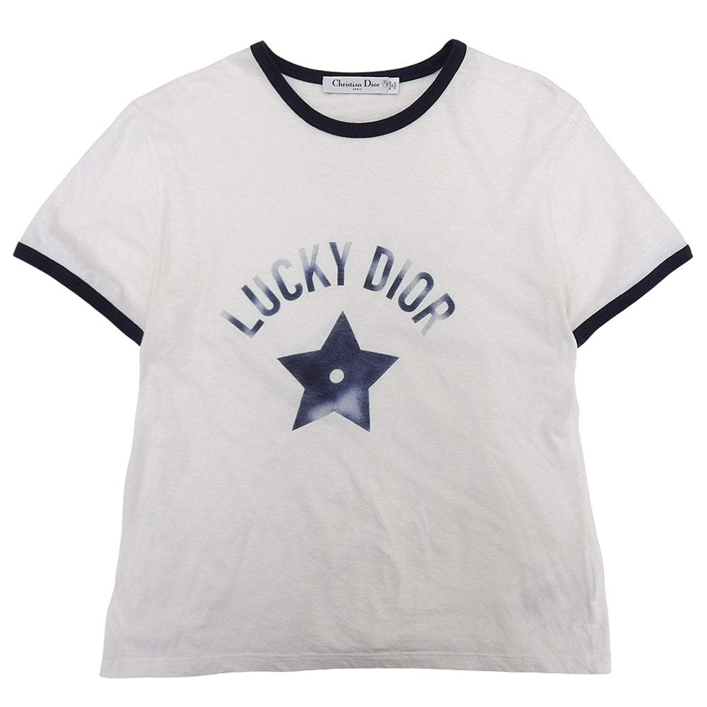 Christian Dior 迪奥 LUCKY DIOR 星星印花罗纹边T恤 棉麻 白色 M 253T40A4403 上衣