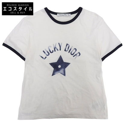 Christian Dior 迪奥 LUCKY DIOR 星星印花罗纹边T恤 棉麻 白色 M 253T40A4403 上衣