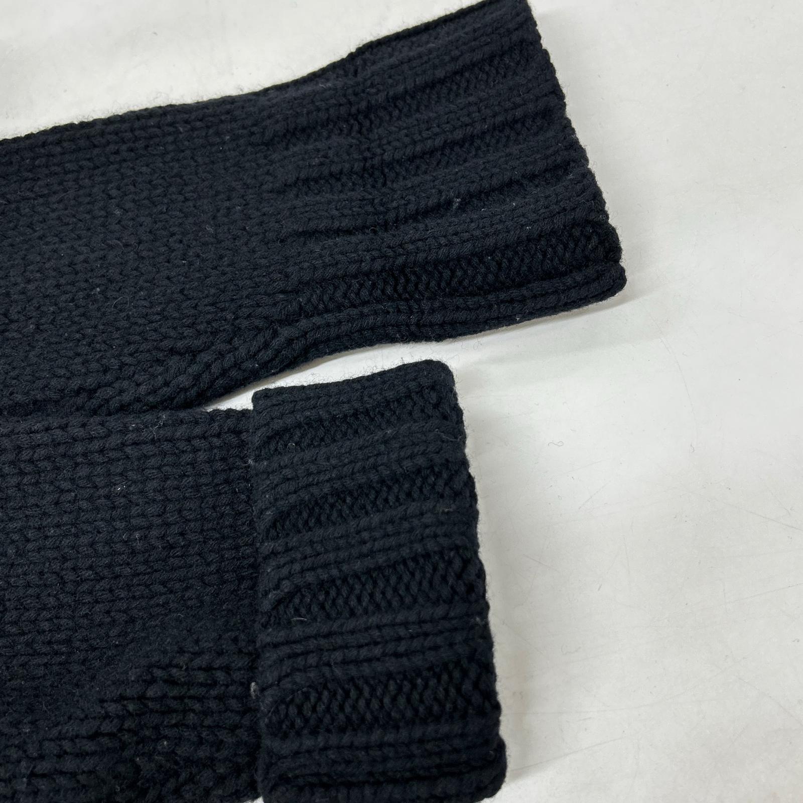 Black Wool Double-breasted Hooded Knit Jacket Men's